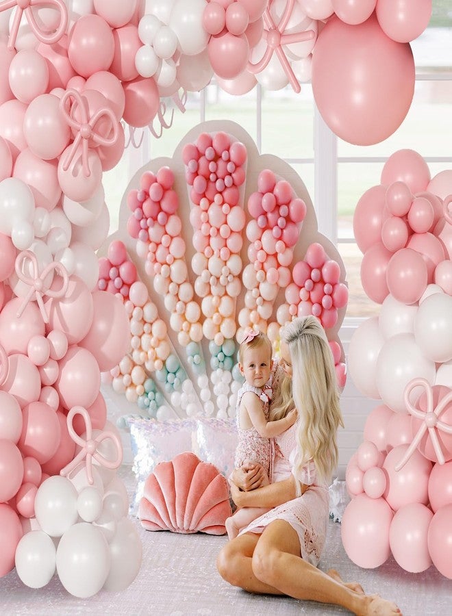 NUTTYBASH Coquette Birthday Decorations 145 Pcs Pink and White Balloon Garland Arch Kit Include Light Pink White Bow Balloons Different Size for Baby Shower Gender Reavel Wedding Party Decorations - Image 3